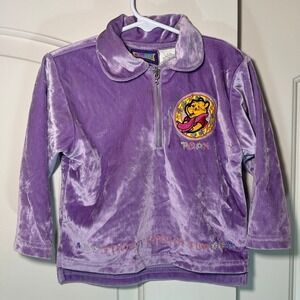 Vintage Winnie the Pooh Velvet Embroidered Zip Jacket 3T 90s 100 Acre Collection